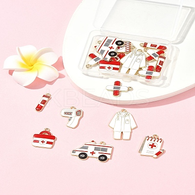 18Pcs 7 Styles Medical Theme Alloy Enamel Pendants FIND-FS0004-36-1