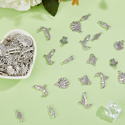 93Pcs 7 Styles Tibetan Style Alloy Pendants FIND-HS0001-87-1
