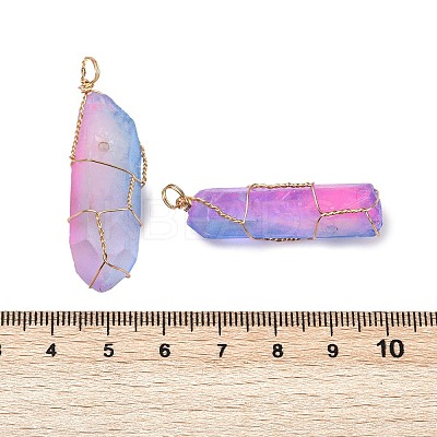 16Pcs Electroplated Raw Rough Natural Quartz Crystal Pendants PALLOY-AB00115-1