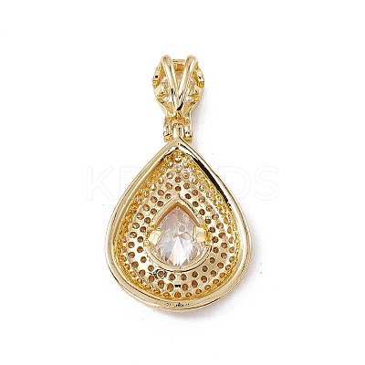 Brass Micro Pave Clear Cubic Zirconia Pendants KK-G439-03G-1