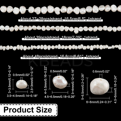 3 Strands 3 Styles Natural Cultured Freshwater Pearl Beads Strands PEAR-NB0002-09-1