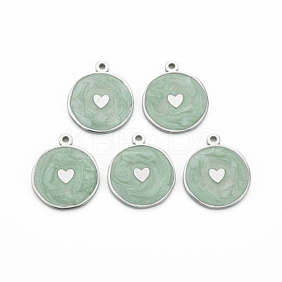 304 Stainless Steel Enamel Pendants STAS-S117-028-1