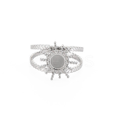 Tarnish Resistant 201 Stainless Steel Open Cuff Finger Ring Cabochon Settings STAS-S119-160P-1