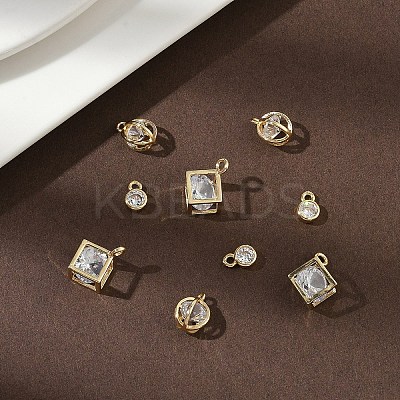 3Pcs 3 Styles Brass Micro Pave Clear Cubic Zirconia Charms Pendants ZIRC-YW0001-35-1