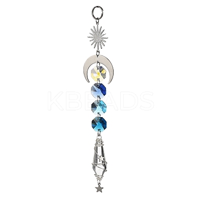 Wire Wrapped Bullet Glas Pendant Decoration HJEW-JM03122-02-1