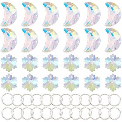 24Pcs 2 Style Glass Rhinestone Pendants GLAA-OC0001-27-1