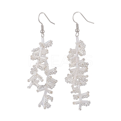 Glass Seed Braided Branch Dangle Earrings EJEW-MZ00070-01-1