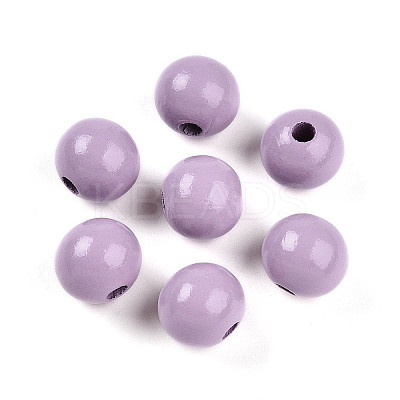 Painted Natural Wood Beads WOOD-A018-16mm-09-1