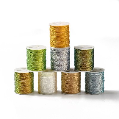 8 Rolls Polyester Metallic Threads OCOR-E026-04-1