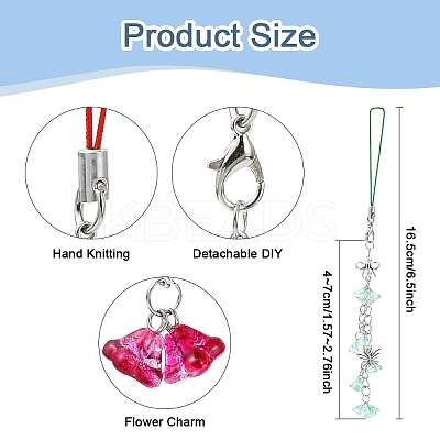 Flower Acrylic & Glass Mobile Straps HJEW-YW00038-01-1