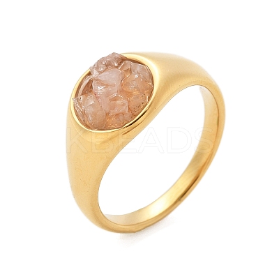 Round Natural Quartz Crystal Chips Finger Rings RJEW-D303-03G-01-1