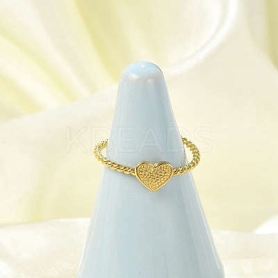 Heart 304 Stainless Steel Open Cuff Rings for Women RJEW-G338-14G-1