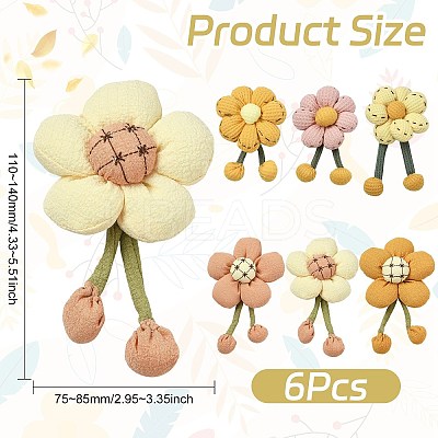 1 Sets 6Pcs 6 Styles Flower Fabric Brooches Mixed Colors ST-CJ0038-001-1