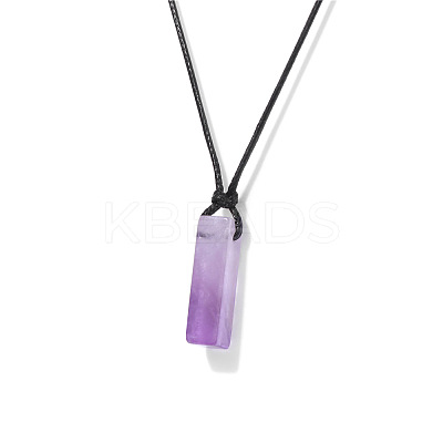 Natural Amethyst Cuboid Pendant Necklaces FS-WG7338A-03-1