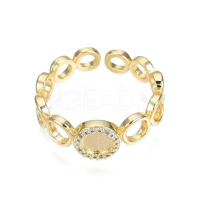 Clear Cubic Zirconia Ring Wrap Open Cuff Ring RJEW-N030-17-1