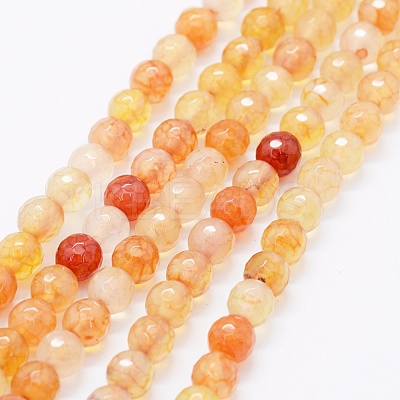 Faceted Natural Agate Beads Strands G-F561-6mm-D09-1