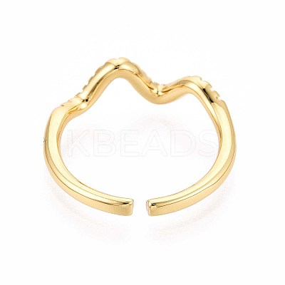 Brass Micro Pave Cubic Zirconia Cuff Rings for Women KK-T071-66G-1