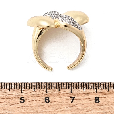 Brass Micro Pave Clear Cubic Zirconia Cuff Rings for Women RJEW-H262-01G-1