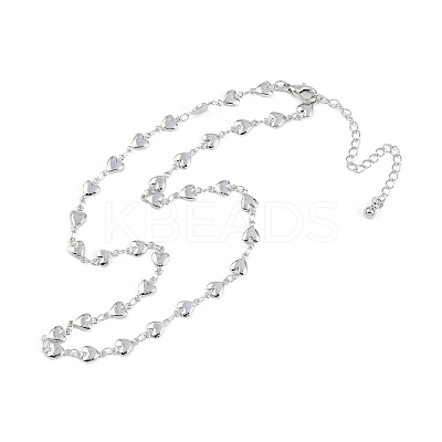 Simple Alloy Heart Link Chain Necklaces for Women NJEW-K384-05P-1
