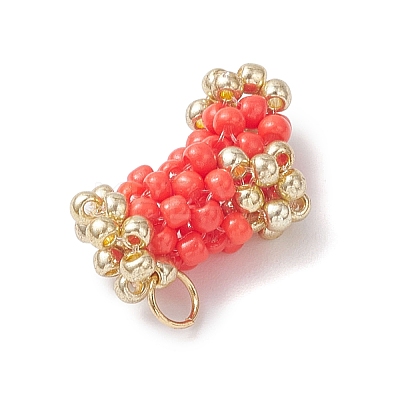 Christmas Handmade Glass Seed Beaded Christmas Stocking Charms PALLOY-MZ01069-02-1