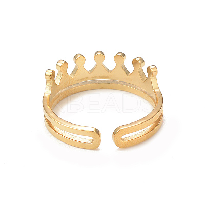 Crystal Rhinestone Crown Open Cuff Ring RJEW-I096-02G-1