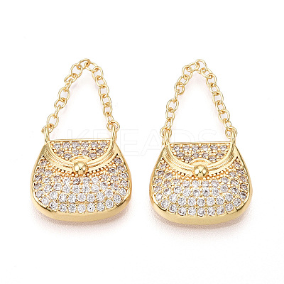 Brass Micro Pave Cubic Zirconia Pendants KK-T070-52G-1