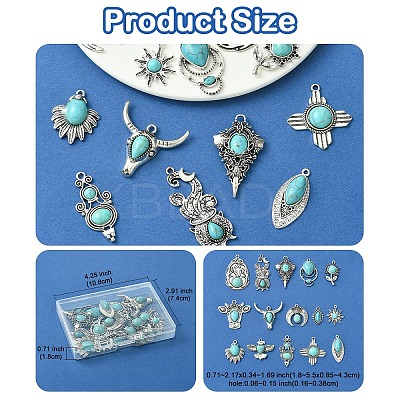 15Pcs 15 Styles Synthetic Turquoise Pendants FIND-YW0006-28-1