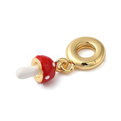 Rack Plating Brass Red Enamel European Dangle Charms KK-P279-38G-1