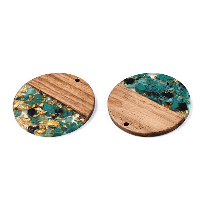 Transparent Resin & Walnut Wood Pendants RESI-TAC0017-75-A02-1