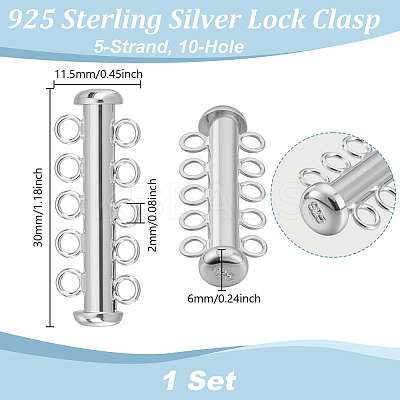 1 Set Sterling Silver Slide Lock Clasps STER-GA0001-42A-S-1