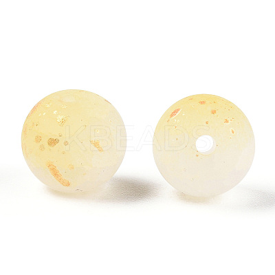 Frosted Baking Paint Crackle Glass Beads with Glitter Powder DGLA-T004-01I-1
