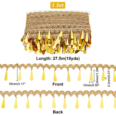 Ethnic Style Sparkle Polyester Ribbon OCOR-WH0077-02-1