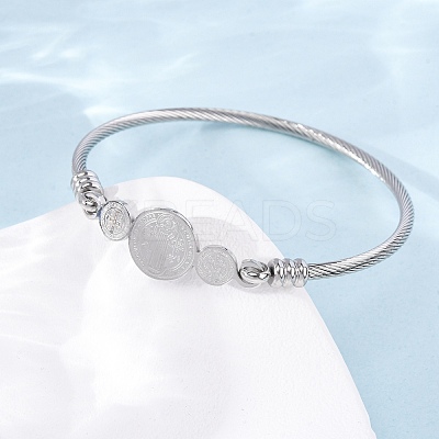 Religion 304 Stainless Steel Bangles for Women BJEW-K280-01P-1