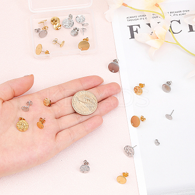 24Pcs 12 Style 304 & 201 Stainless Steel Stud Earring Findings STAS-CA0001-87-1