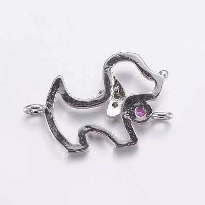 Brass Micro Pave Cubic Zirconia Puppy Links connectors LS-ZIRC-G125-02A-P-1