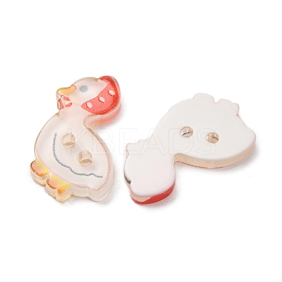 2-Hole Printed Transparent Resin Buttons RE-CBA858C-21-1