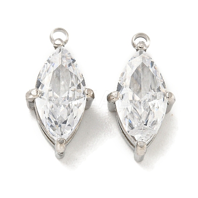 304 Stainless Steel Cubic Zirconia Pendants STAS-L278-006P-01-1