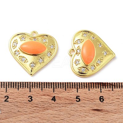 Brass Micro Pave Clear Cubic Zirconia Pendants KK-F871-06G-03-1