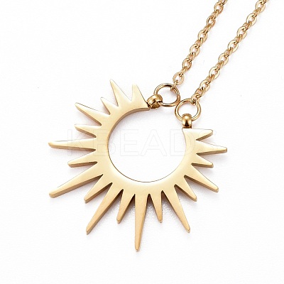 Ion Plating(IP) 304 Stainless Steel Pendant Necklaces NJEW-Z007-01G-1