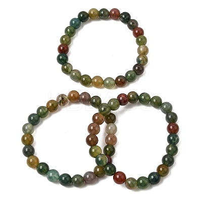 8MM Natural Indian Agate Round Beaded Stretch Bracelets for Women GG-CBA3F02-08-1
