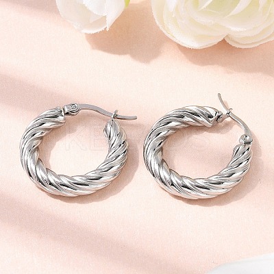 304 Stainless Steel Twist Ring Hoop Earrings EJEW-Z146-01P-04-1