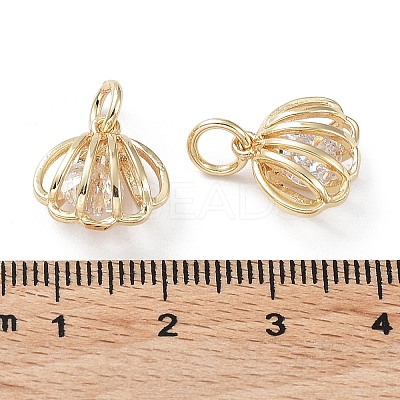 Rack Plating Brass Clear Cubic Zirconia Pendants KK-B078-06G14-1