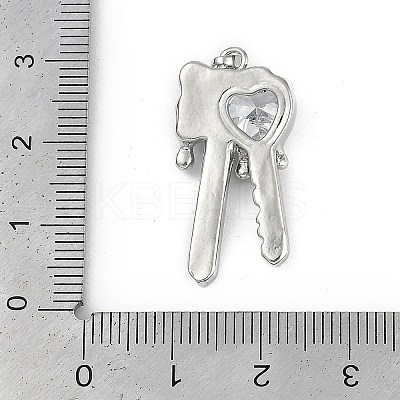 Brass Micro Pave Clear Cubic Zirconia Pendants KK-Z078-33P-1