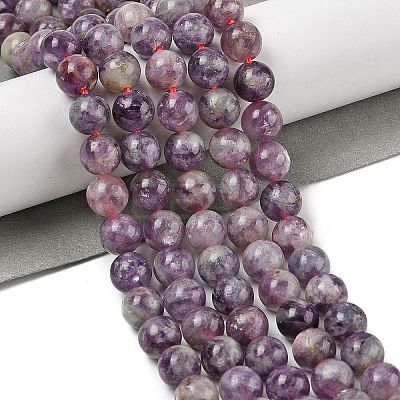 Natural Lepidolite/Purple Mica Stone Beads Strands G-B133-A01-8MM-1