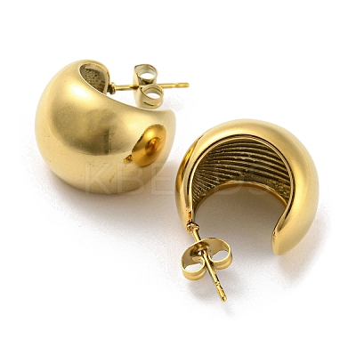 Ion Plating(IP) 304 Stainless Steel Round Stud Earrings EJEW-E288-05G-1