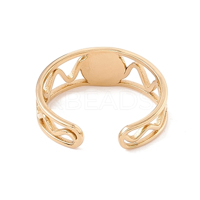 Natural Gemstone Half Round Open Cuff Ring RJEW-B039-04G-1