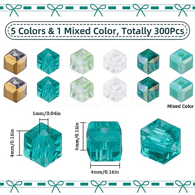300Pcs 6 Colors Electroplate Glass Beads EGLA-SC0001-36A-1