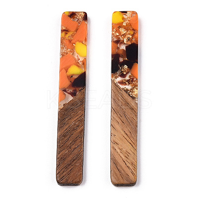 Transparent Resin & Walnut Wood Big Pendants RESI-TAC0017-42B-1