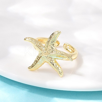 Ocean Theme Brass Cuff Rings RJEW-C135-01G-16-1
