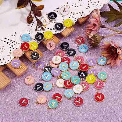 120Pcs 12 Colors Golden Plated Alloy Charms ENAM-SZ0001-64V-1